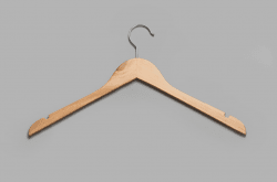 Nature wooden hanger. Jack on top and chrome hook. 44,5cm.